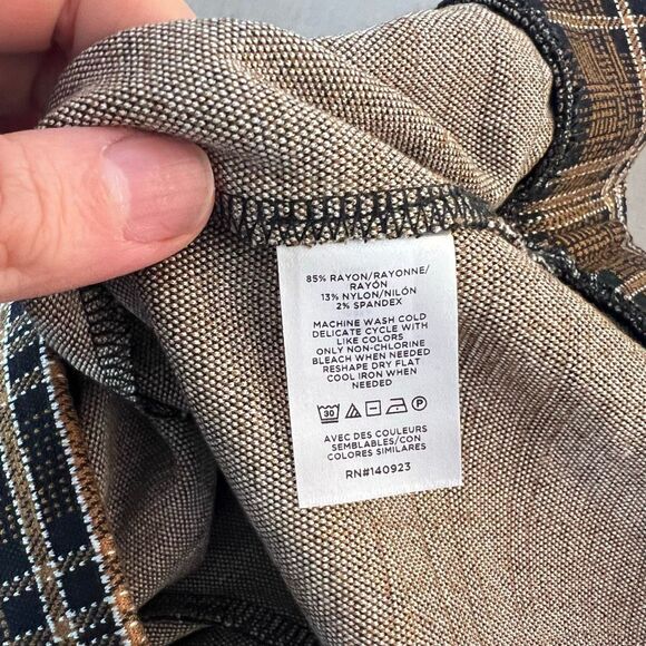 Loft yellow and black plaid thicker knit pull on leggings size  xl - Picture 6 of 6